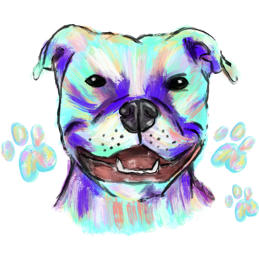 Colorful Dog Art with Paw Prints Wall Decor