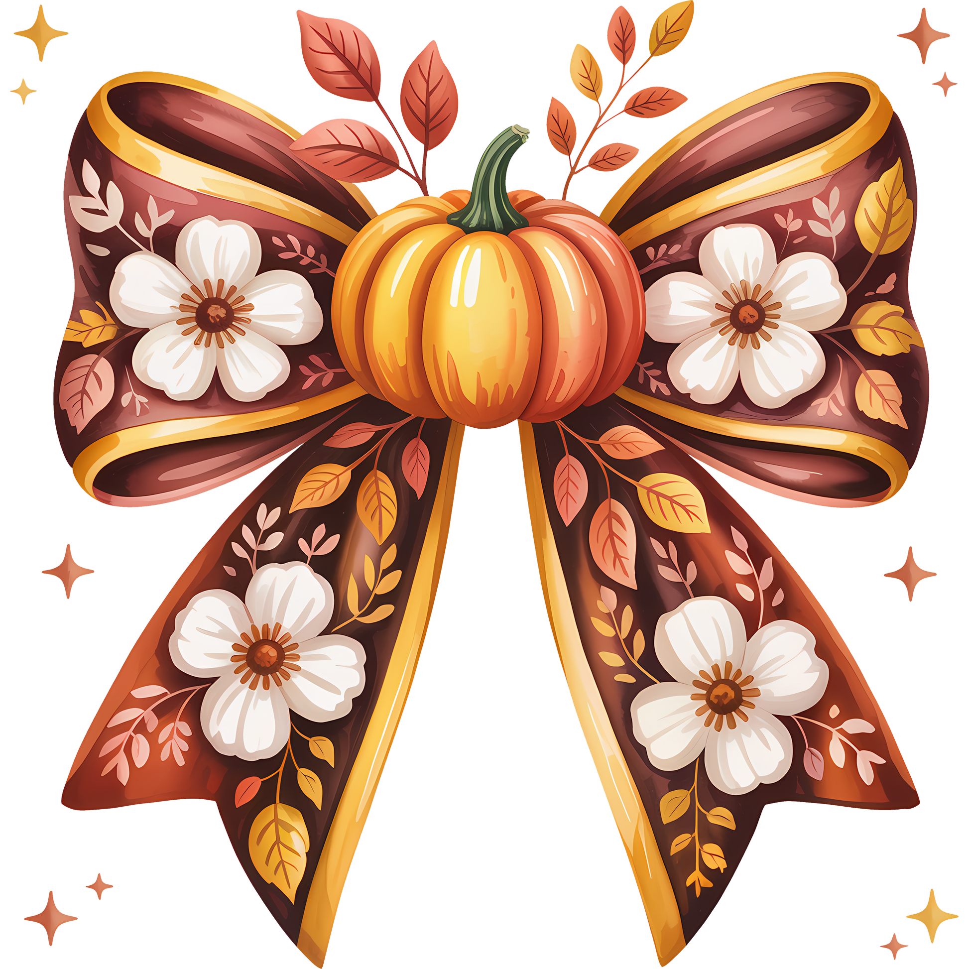 Fall Pumpkin and Floral Decorative Bow product
