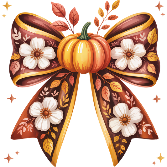 Fall Pumpkin and Floral Decorative Bow product