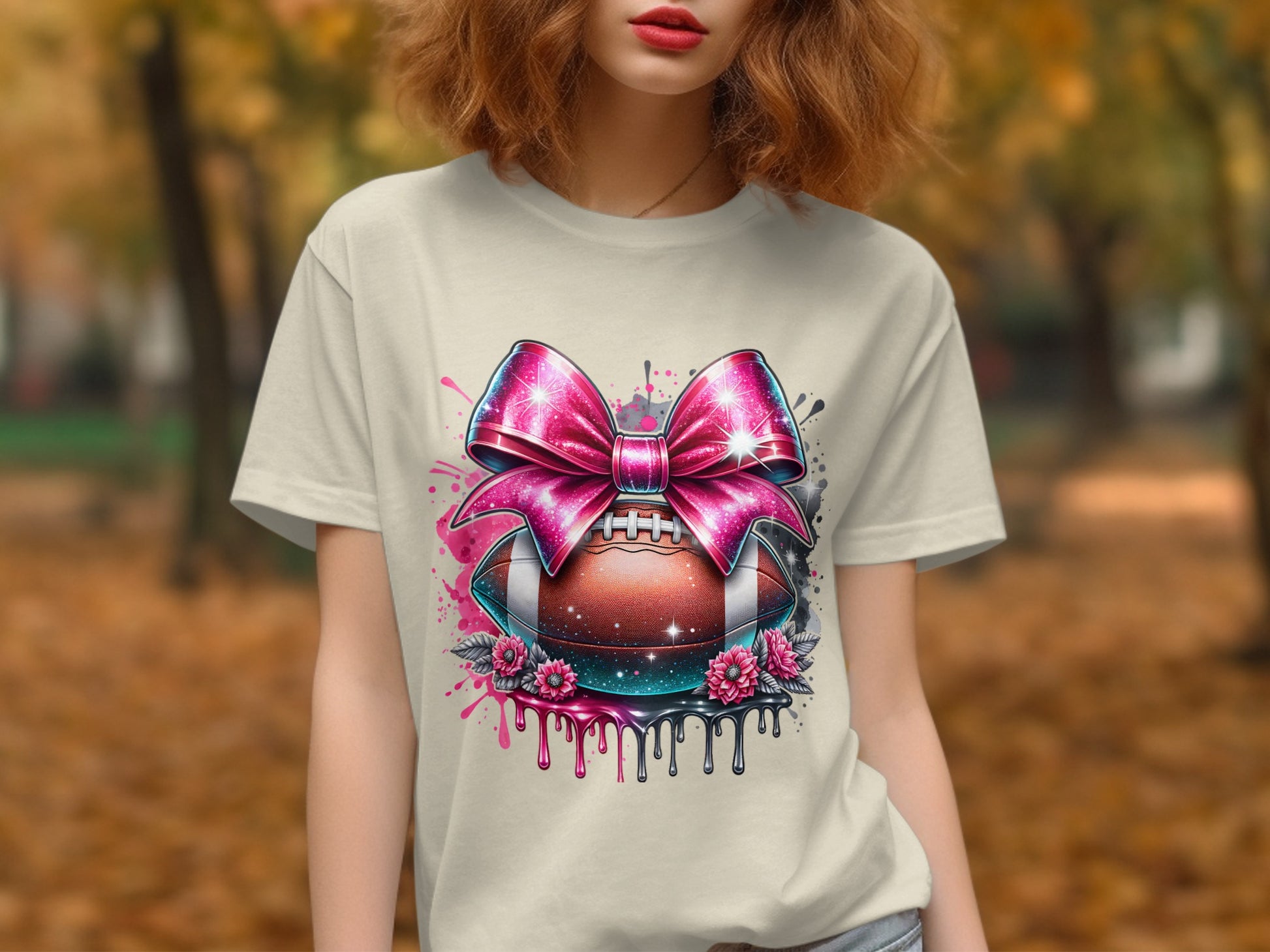 Pink Bow American Football Graphic T-shirt product type