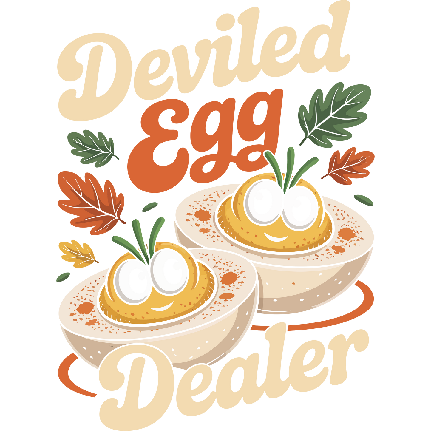 Deviled Egg Dealer Cute Cartoon Illustration Print