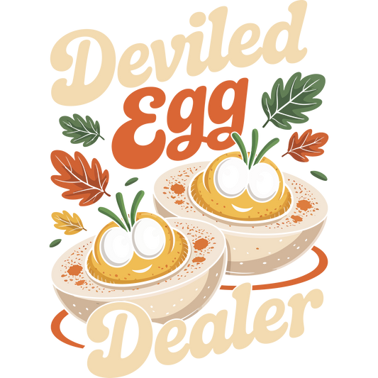 Deviled Egg Dealer Cute Cartoon Illustration Print