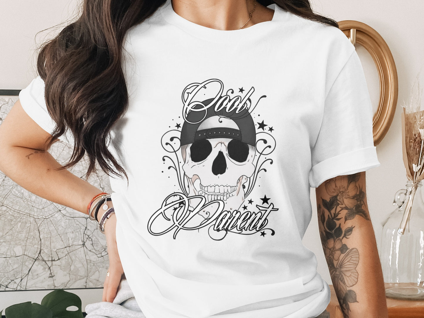 Cool Parent Skull Design Graphic T-shirt