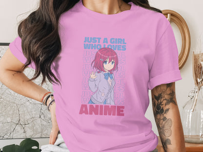Just a Girl Who Loves Anime Graphic Tee Shirt