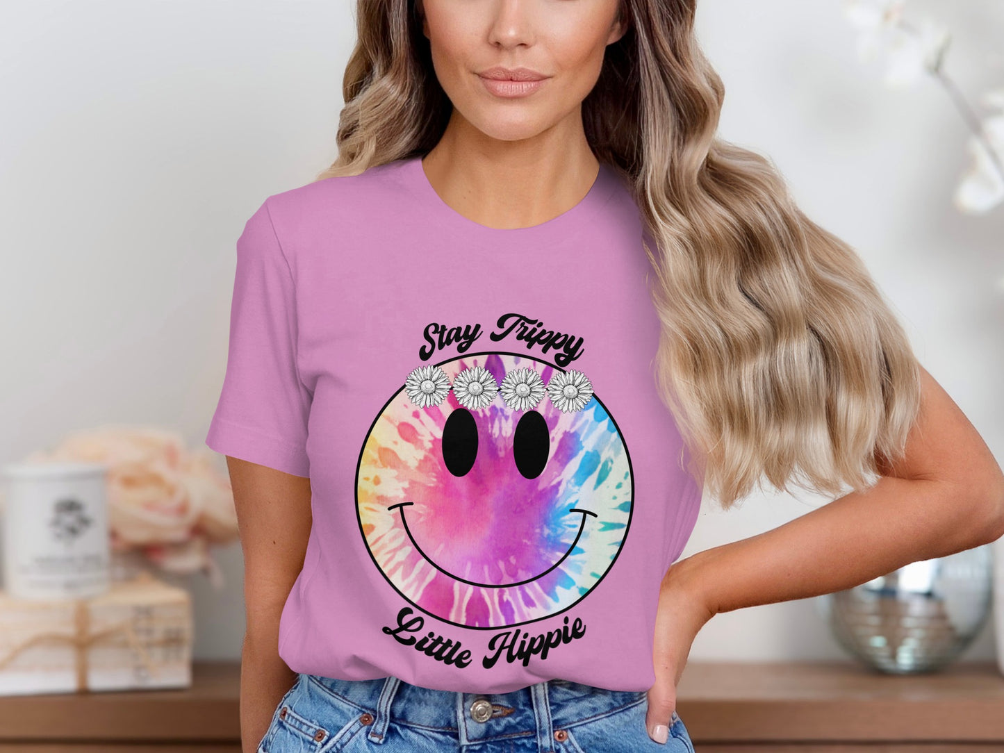 Stay Trippy Little Hippie Tie Dye Smiley Face Shirt