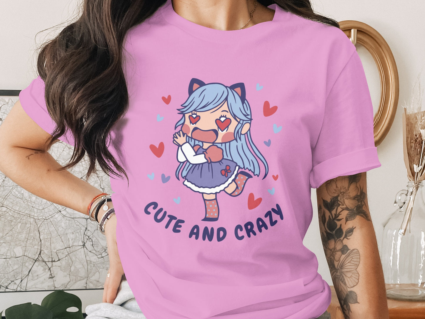Cute and Crazy Anime Girl Graphic Tee