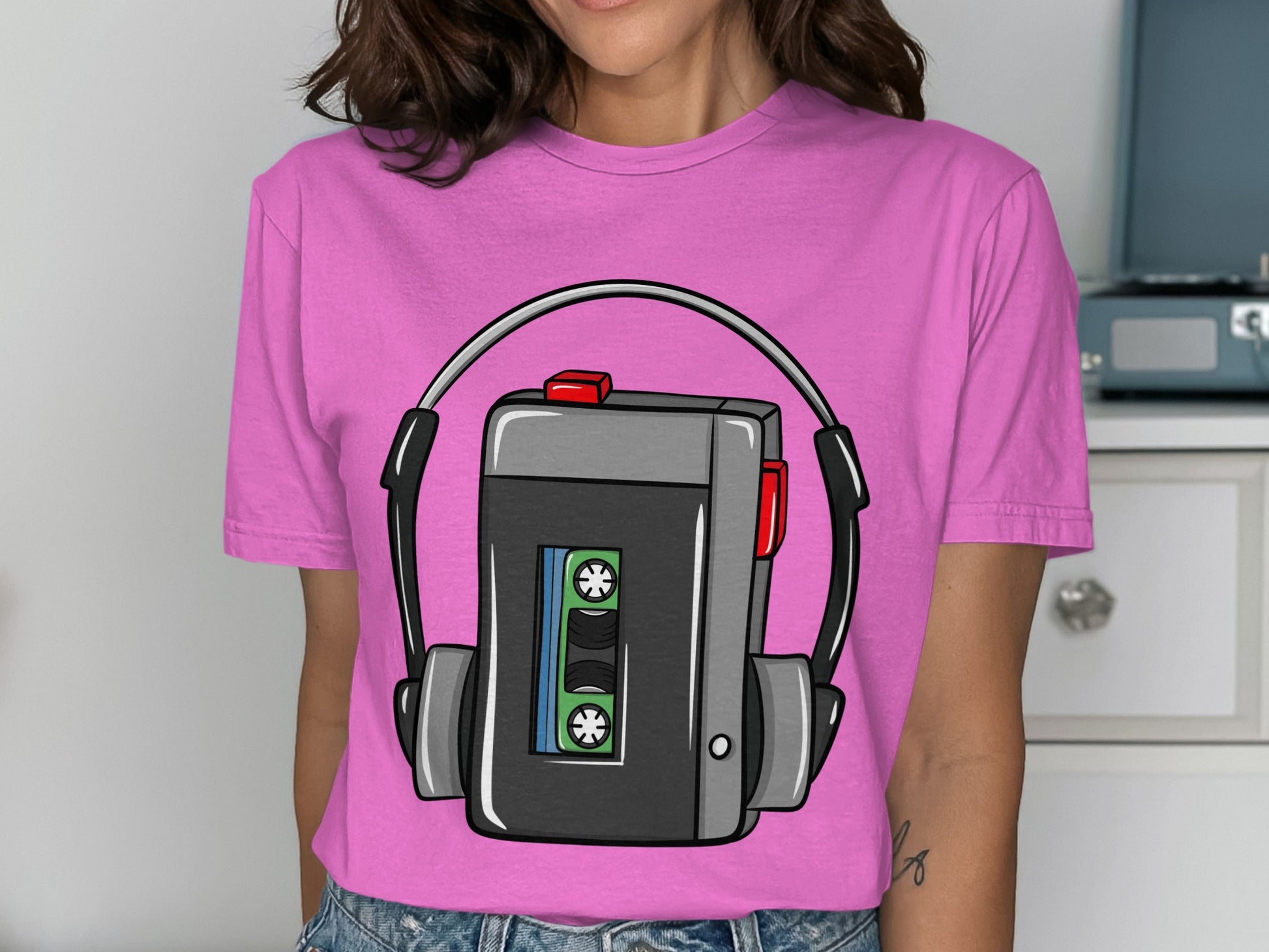 Retro Cassette and Headphones Graphic Tee