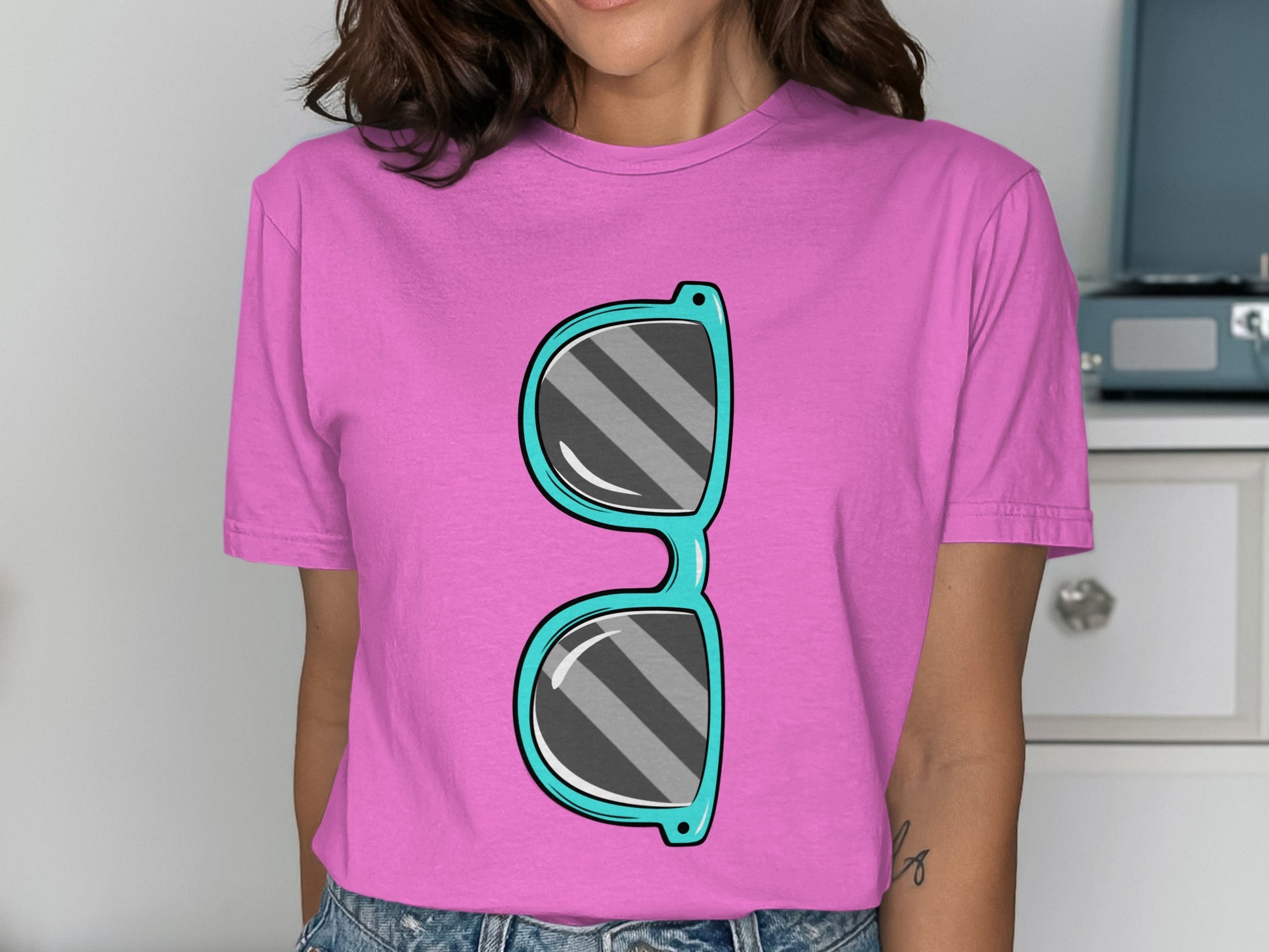 Fun Graphic T-shirt with Sunglasses Artwork Design