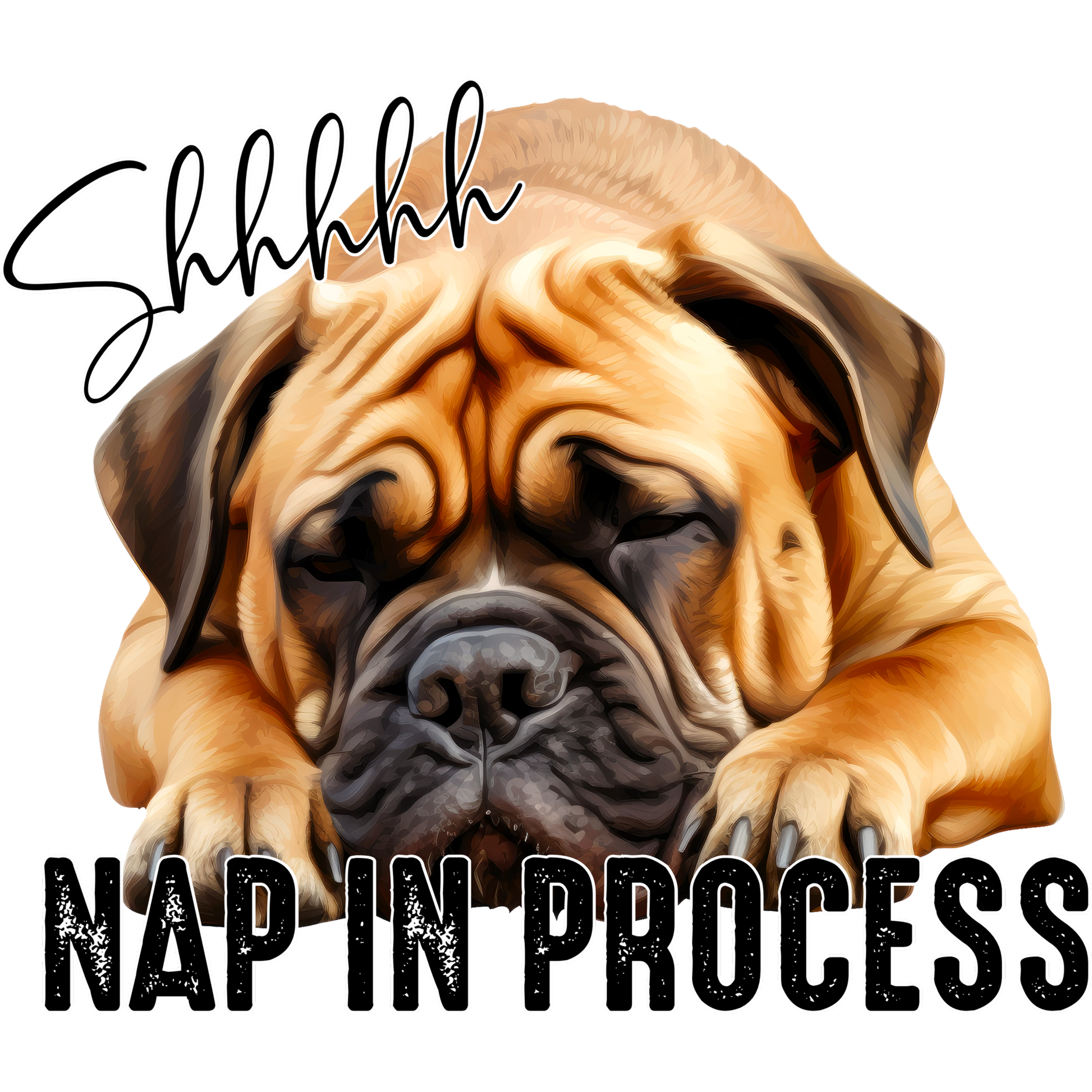 Shhhhh Nap In Progress Dog Breed Illustration Print