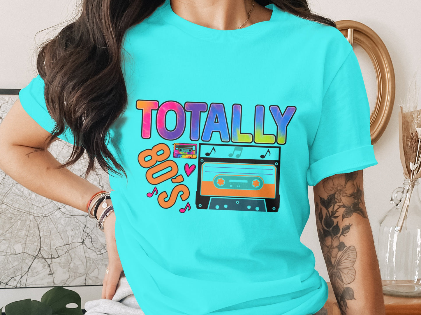 Vibrant Totally 80s Retro Music Cassette Graphic Tshirt