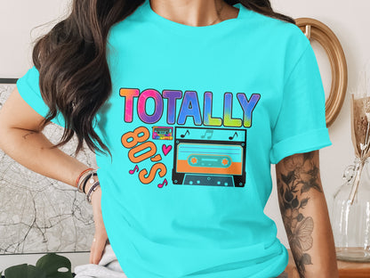 Vibrant Totally 80s Retro Music Cassette Graphic Tshirt