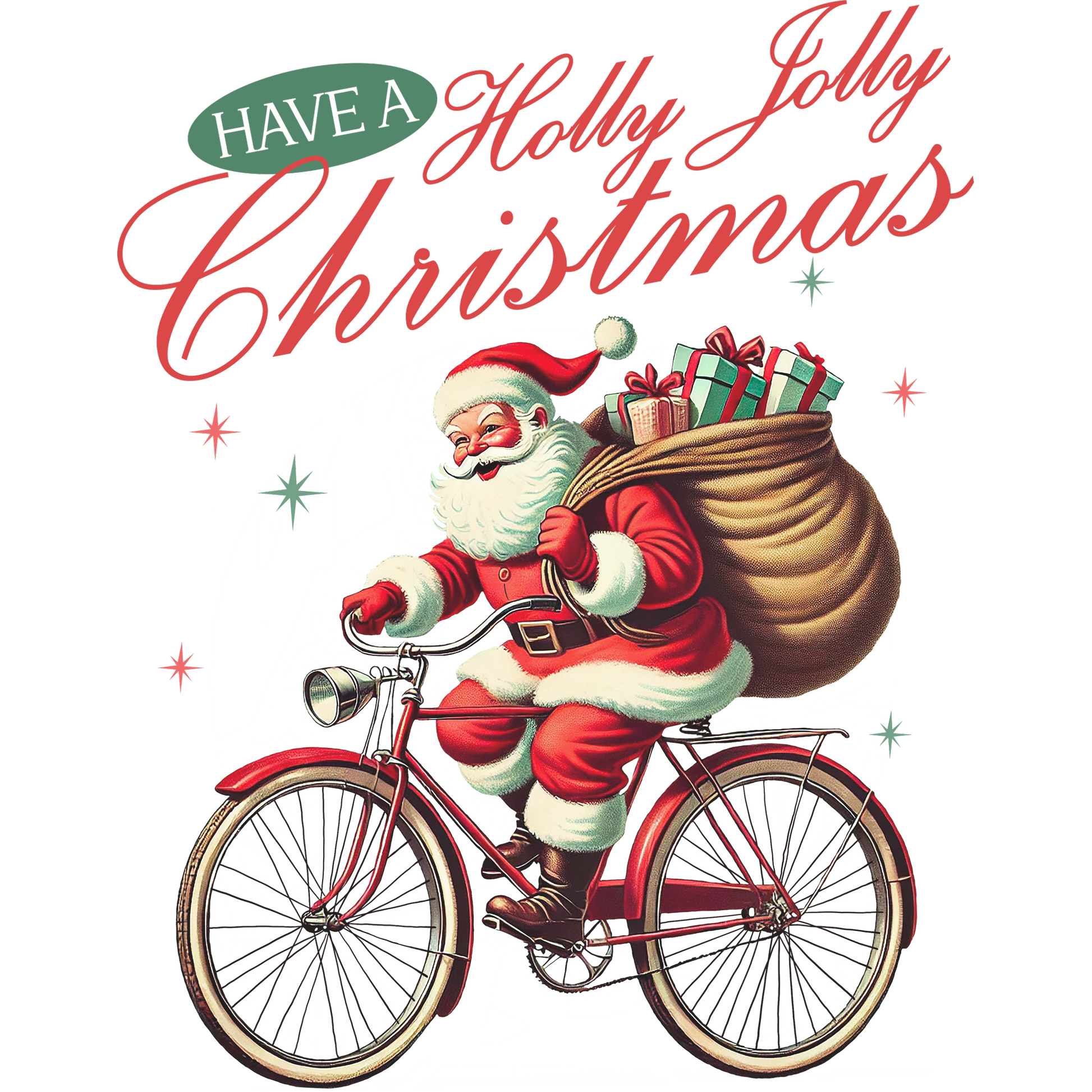 Merry Santa Riding Bicycle with Gifts Christmas Sign