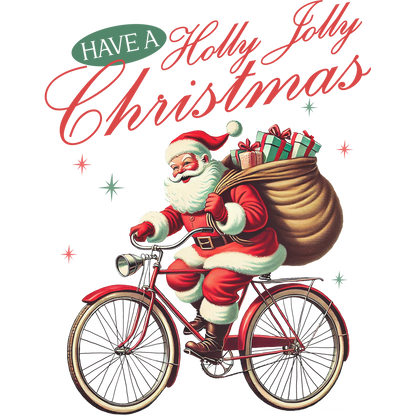 Merry Santa Riding Bicycle with Gifts Christmas Sign