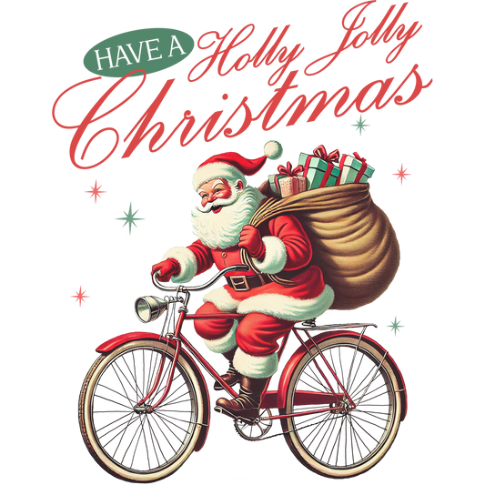 Merry Santa Riding Bicycle with Gifts Christmas Sign