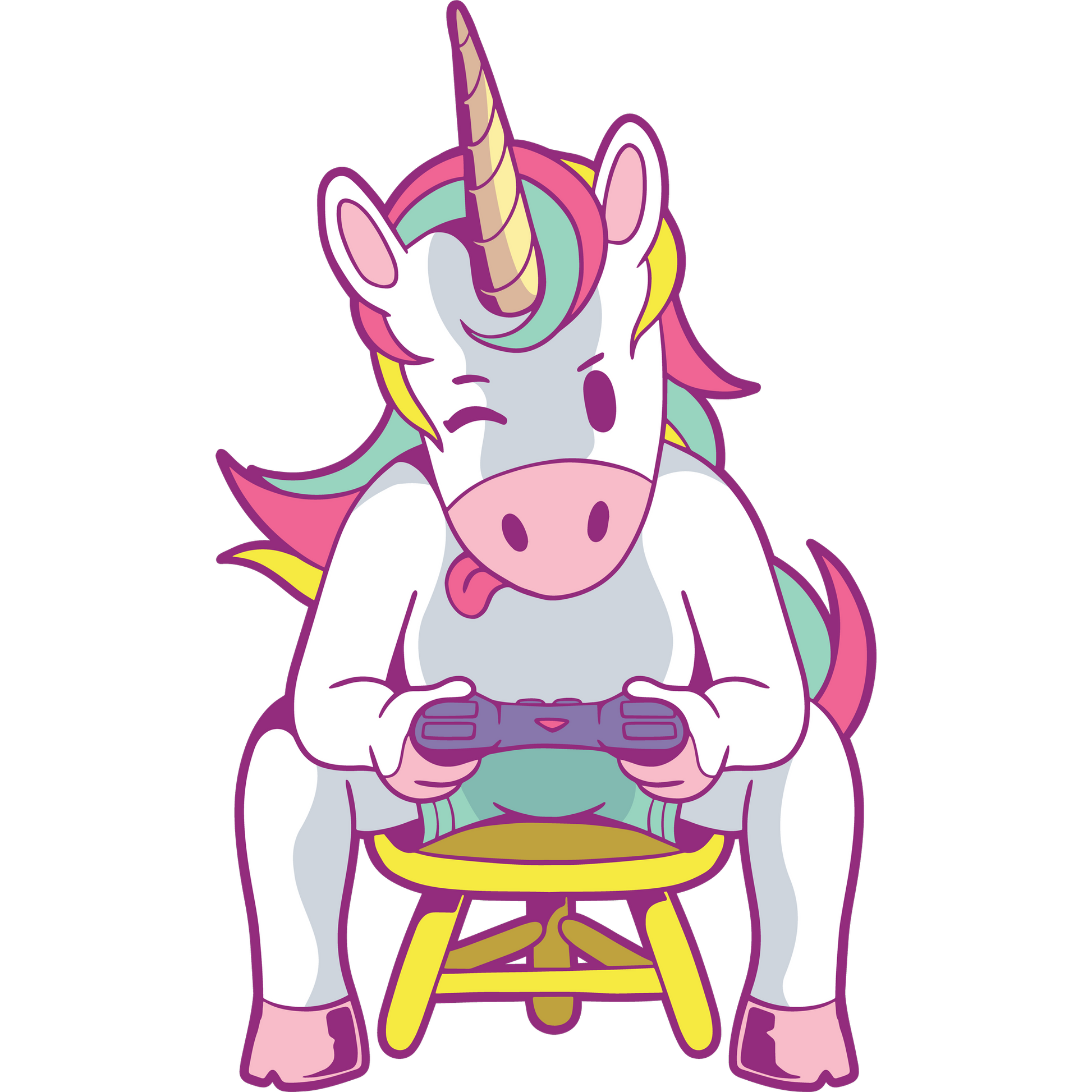 Winking Gamer Unicorn Playing Video Games Graphic Shirt