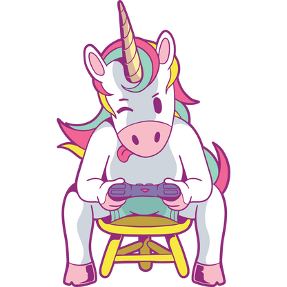 Winking Gamer Unicorn Playing Video Games Graphic Shirt