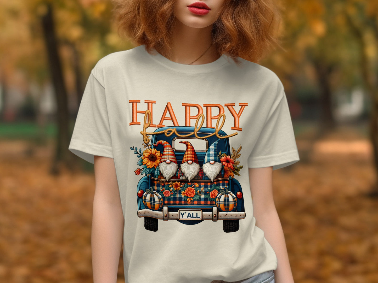 Happy Fall Y'all Graphic Tee with Cute Gnomes