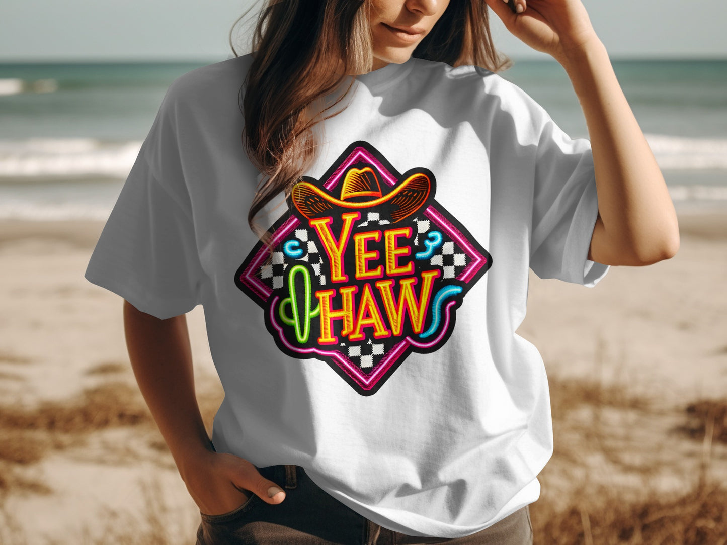 Yee Haws Vibrant Nostalgic Print T-Shirt