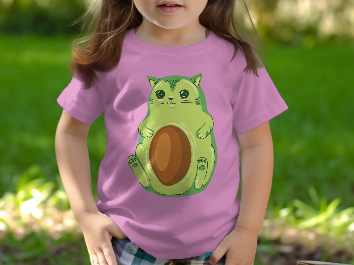 Adorable Green Cat with Belly Print Kids T-shirt
