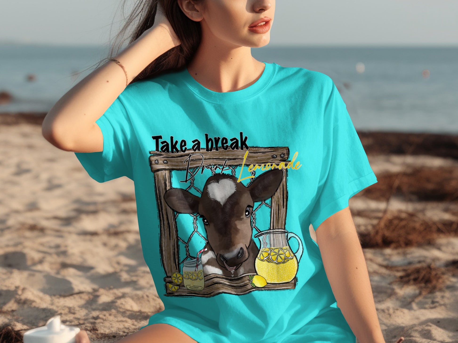 Take a Break Drink Lemonade Cow Themed Shirt