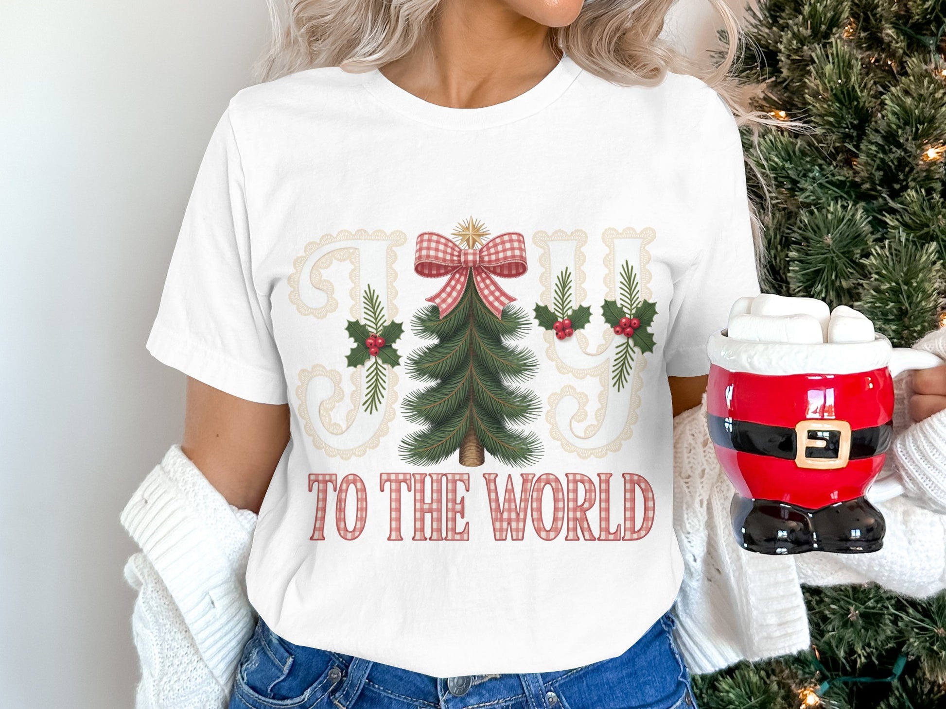 Joy to the World Christmas Tree Graphic Tee