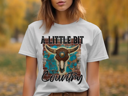 A Little Bit Country Western Skull Graphic Tee