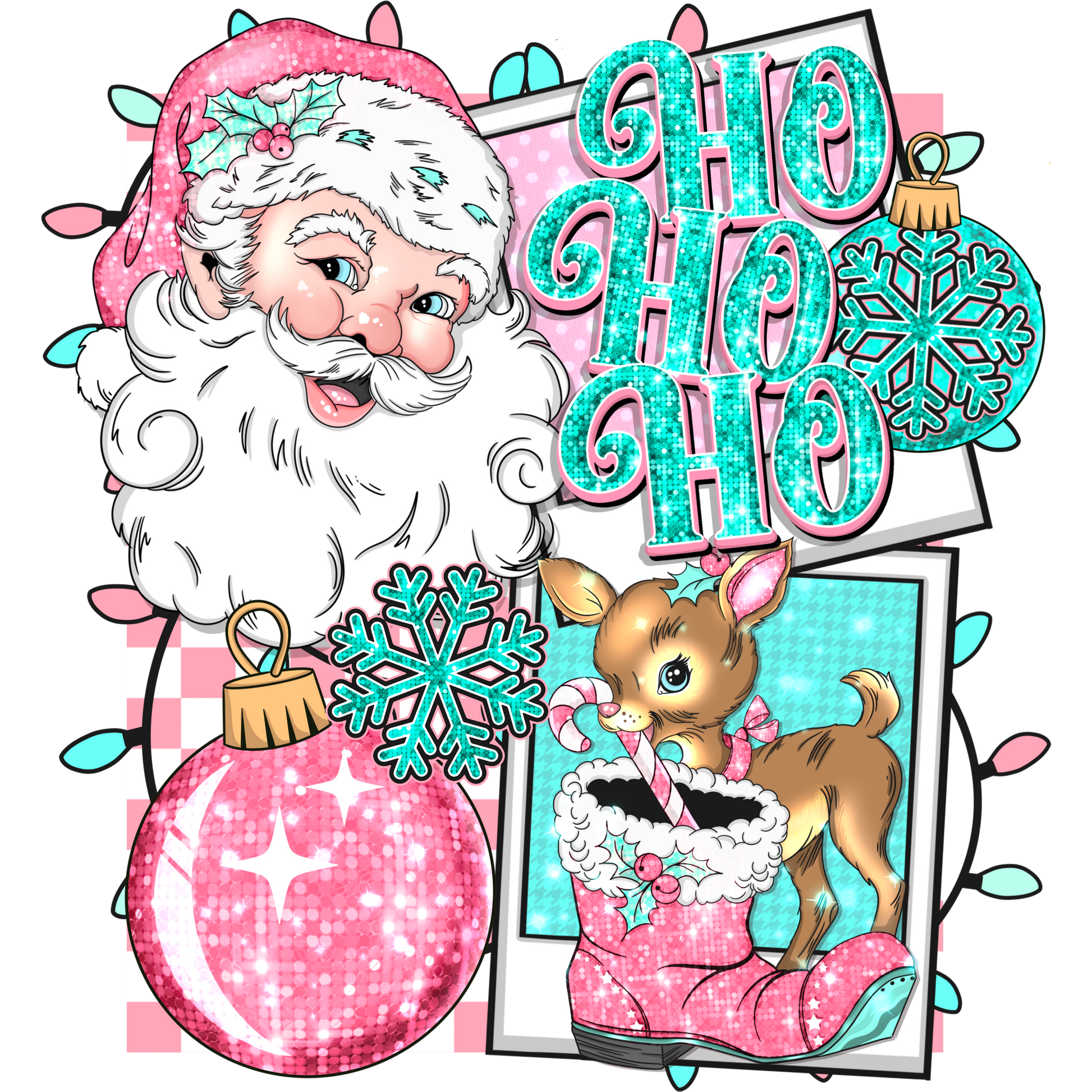 Christmas Santa and Reindeer Festive Holiday Decoration