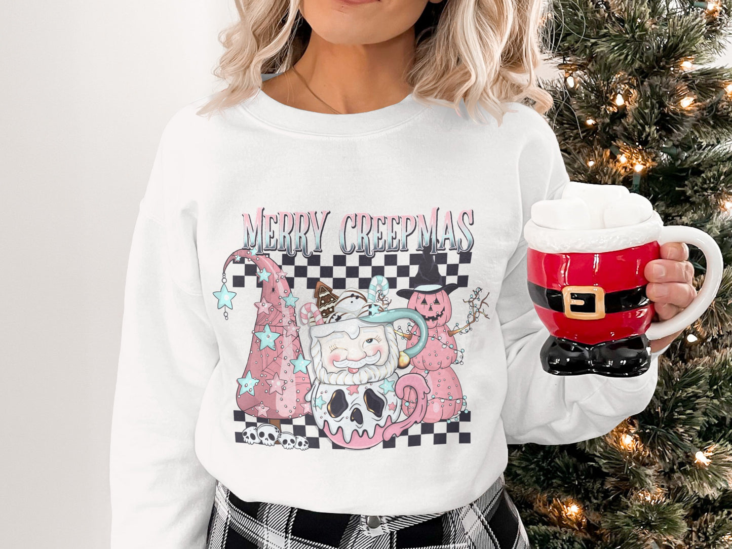 Festive Merry Creepmast Holiday Skull Sweatshirt