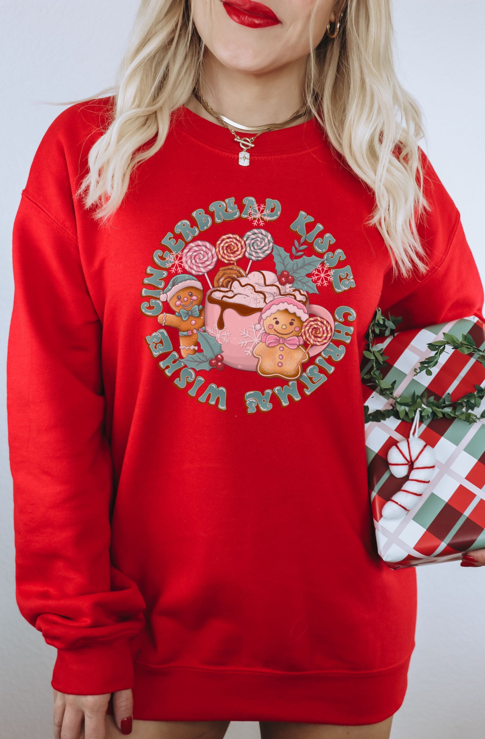 Gingerbread Kisses Christmas Cheer Women's Sweatshirt