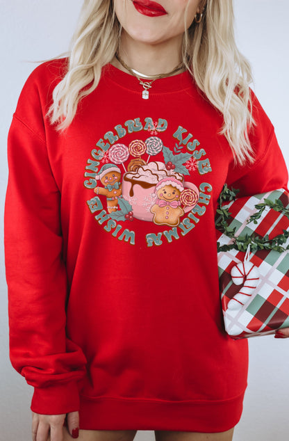 Gingerbread Kisses Christmas Cheer Women's Sweatshirt