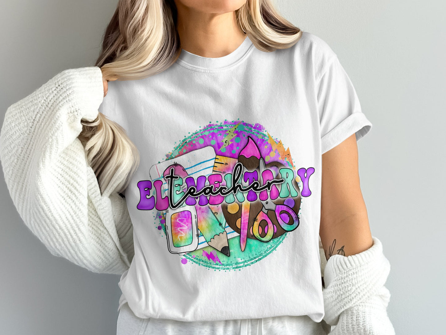 Elementary School Teacher Colorful Graphic T-Shirt