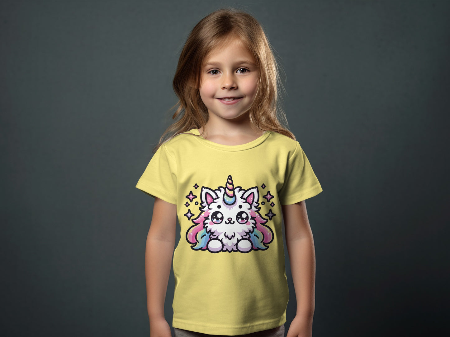 Cute Cartoon Unicorn Cat Graphic Girls T-shirt