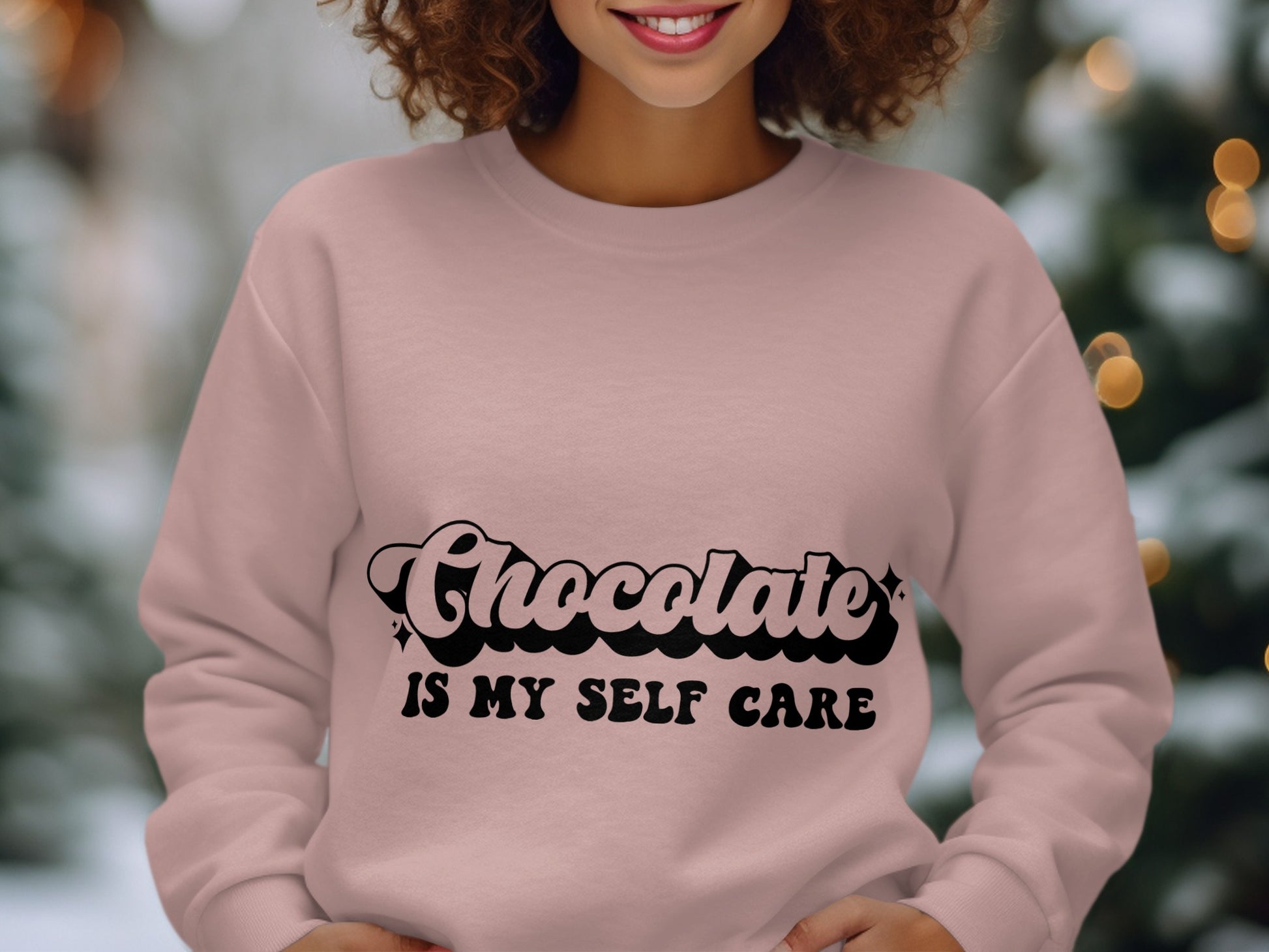 Chocolate Is My Self Care printed sweatshirt