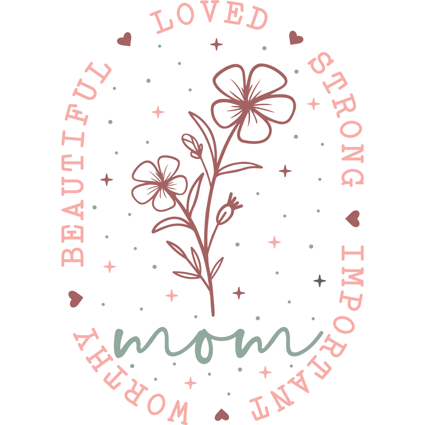 Loved Strong Important Worthy Mom product