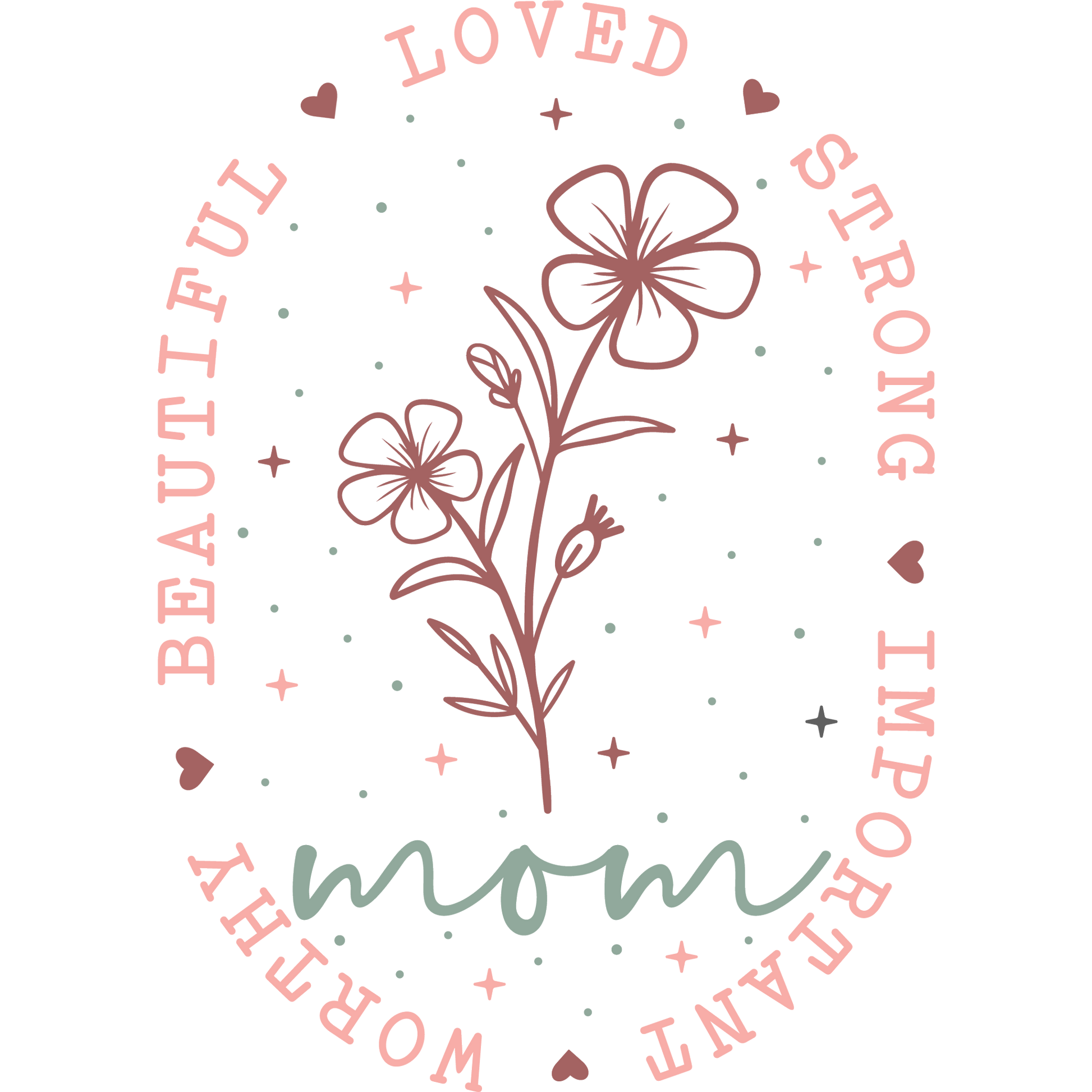 Loved Strong Important Worthy Mom product