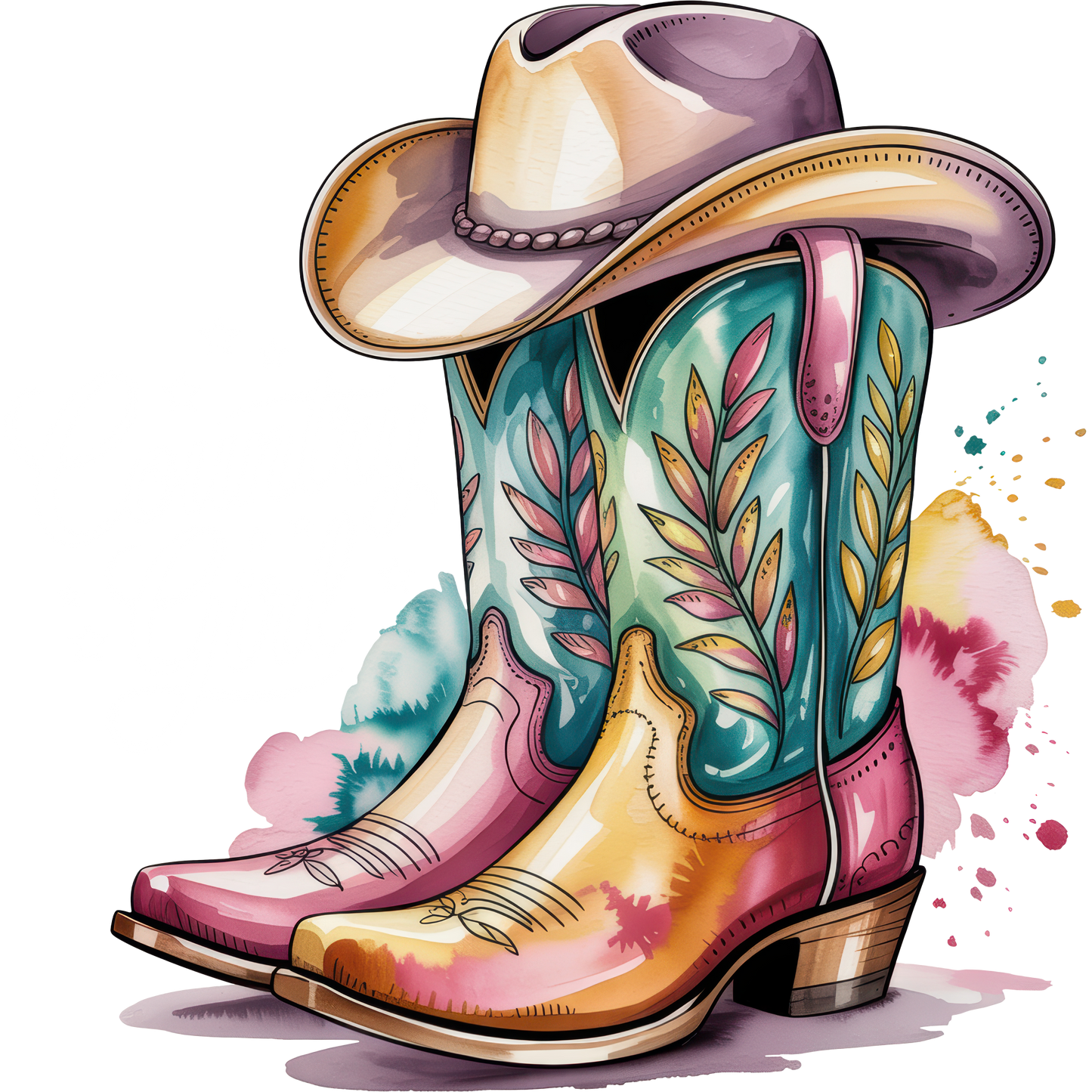 Vibrant Western Cowboy Boots Artwork for Stylish Decor
