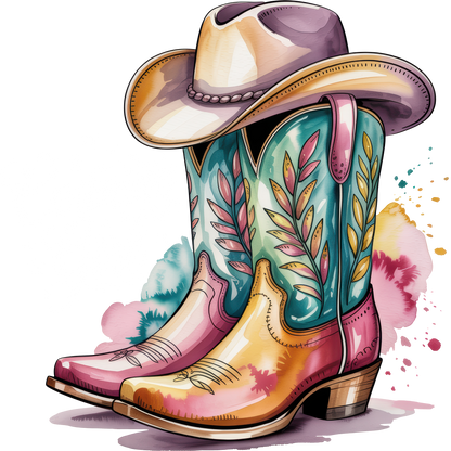 Vibrant Western Cowboy Boots Artwork for Stylish Decor