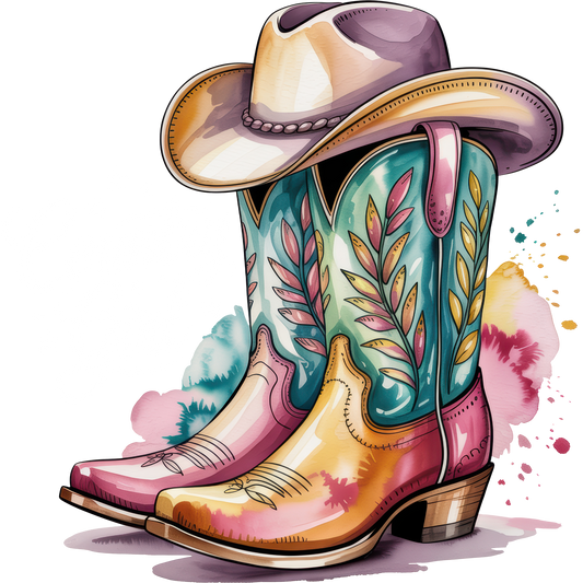 Vibrant Western Cowboy Boots Artwork for Stylish Decor