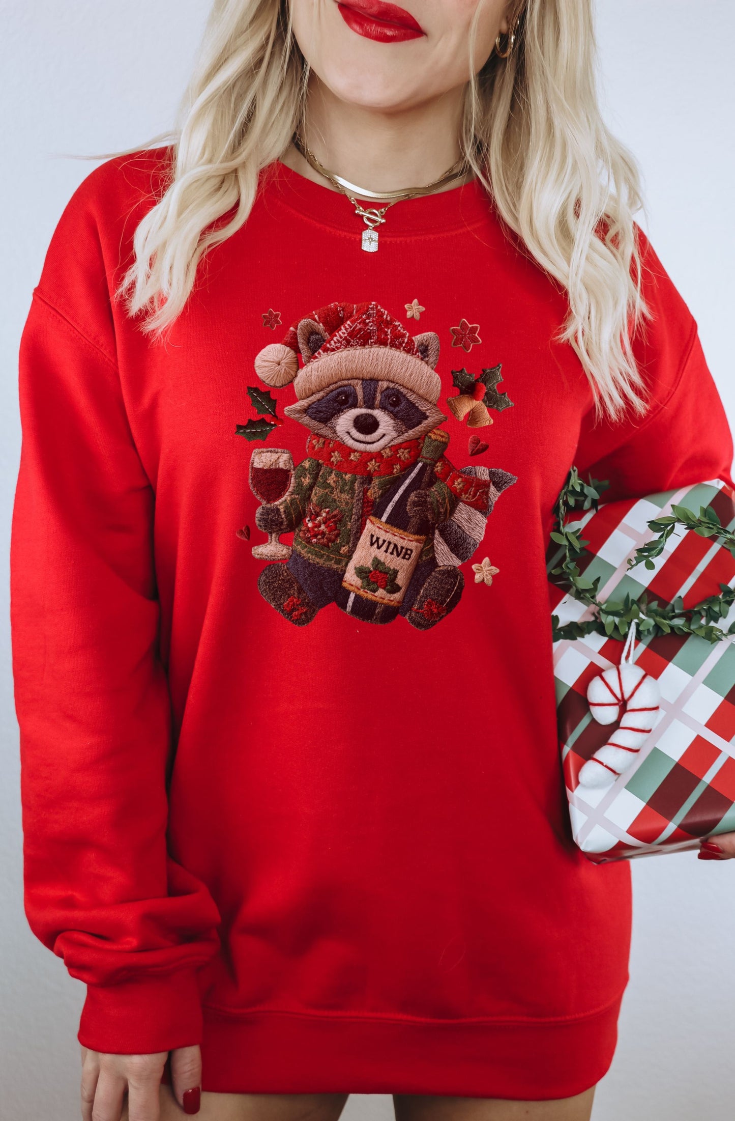 Festive Raccoon Christmas Sweater Ideal for Holidays
