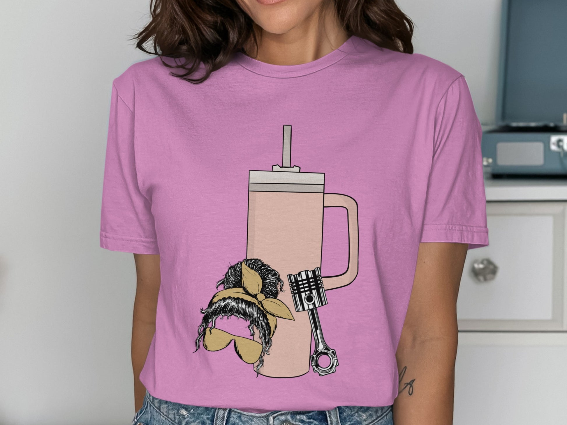 Fun Quirky Graphic Tee with Unique Drink Illustration