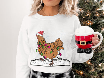 Festive Holiday Chicken Sweatshirt for Winter Cheer