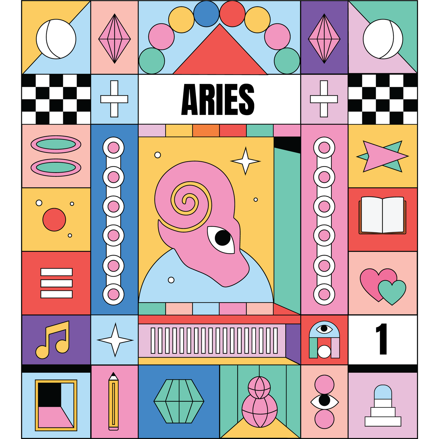 Colorful Geometric Aries Inspired Artwork Print