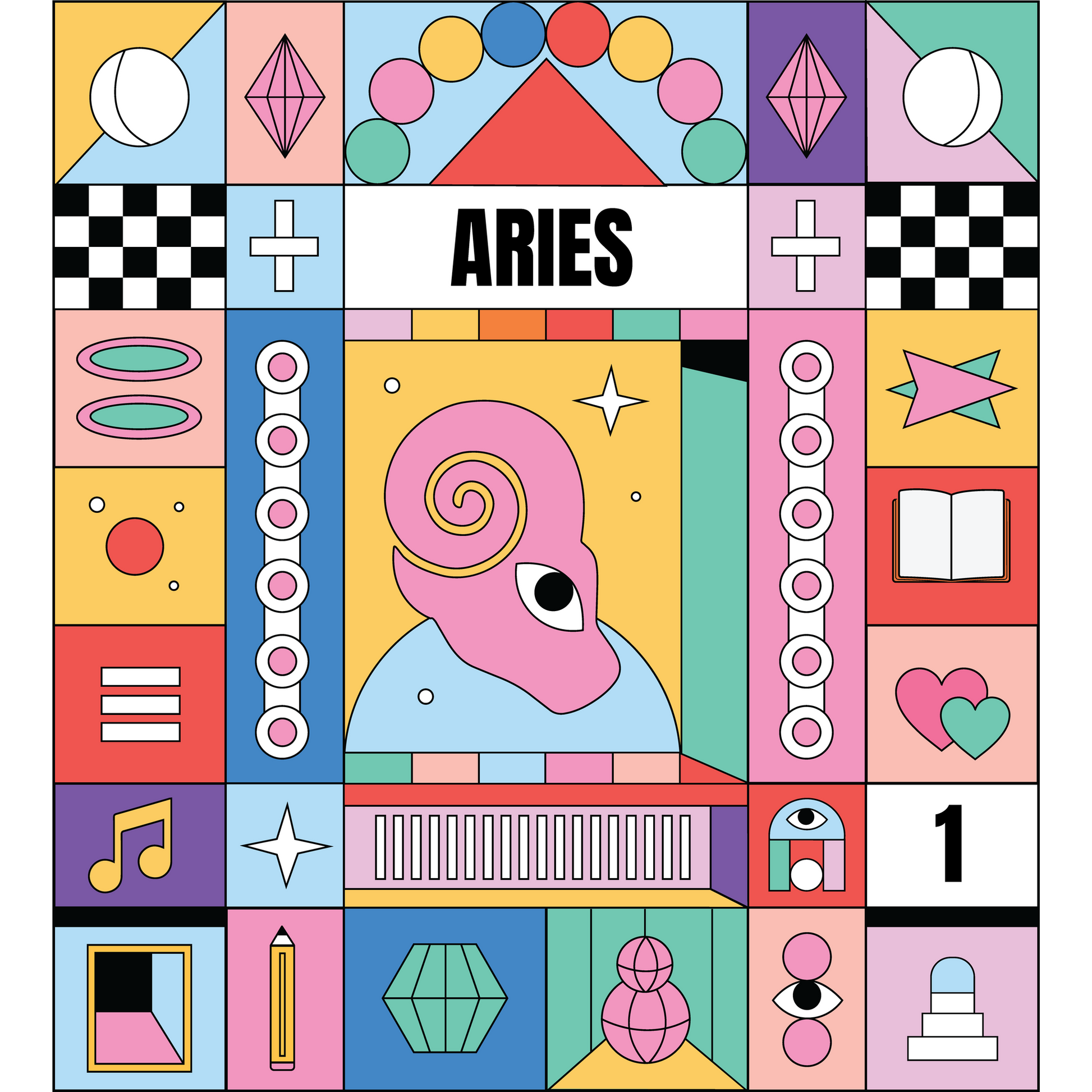 Colorful Geometric Aries Inspired Artwork Print