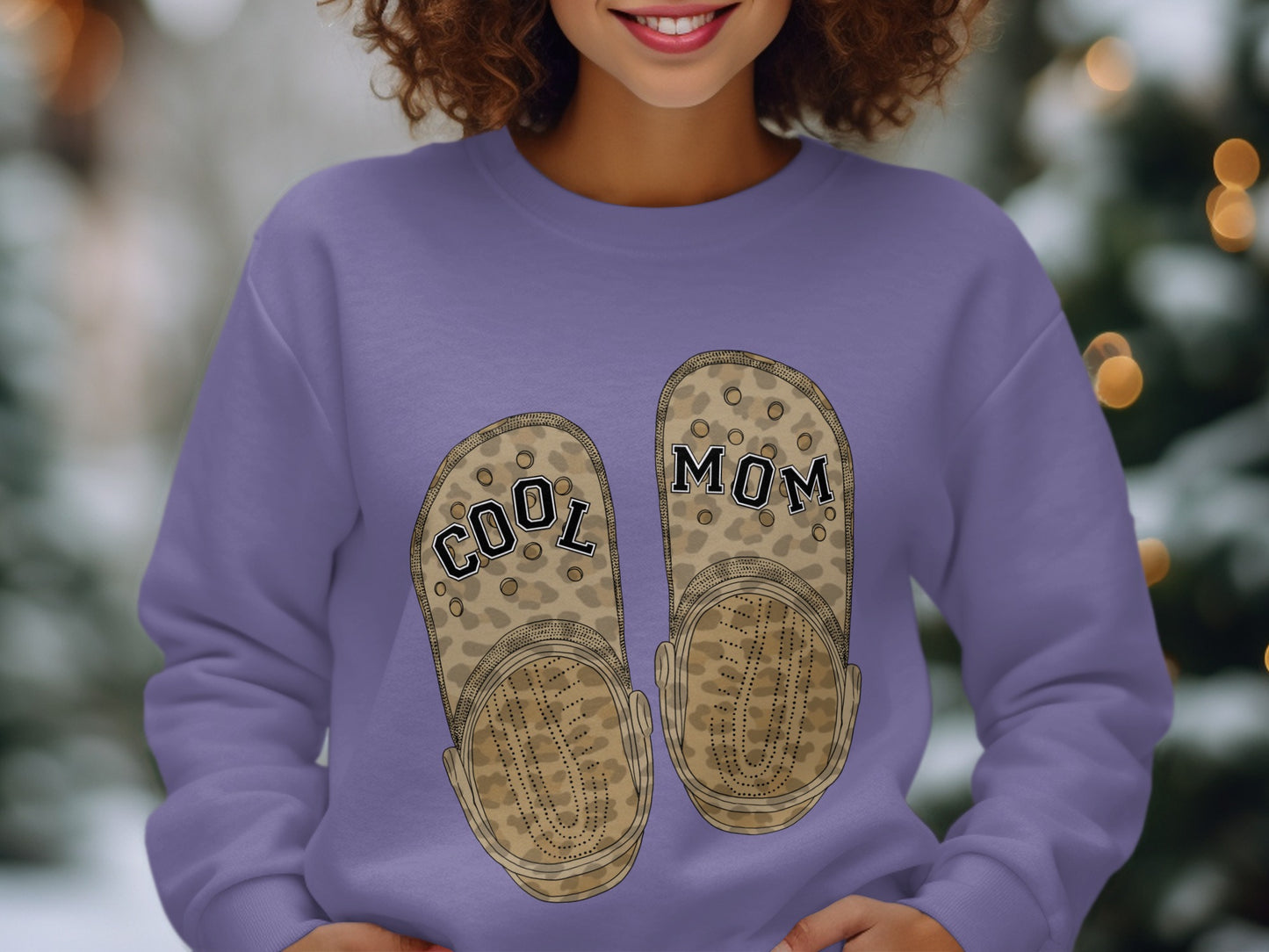 Cool Mom Graphic Sweatshirt Featuring Fun Slippers