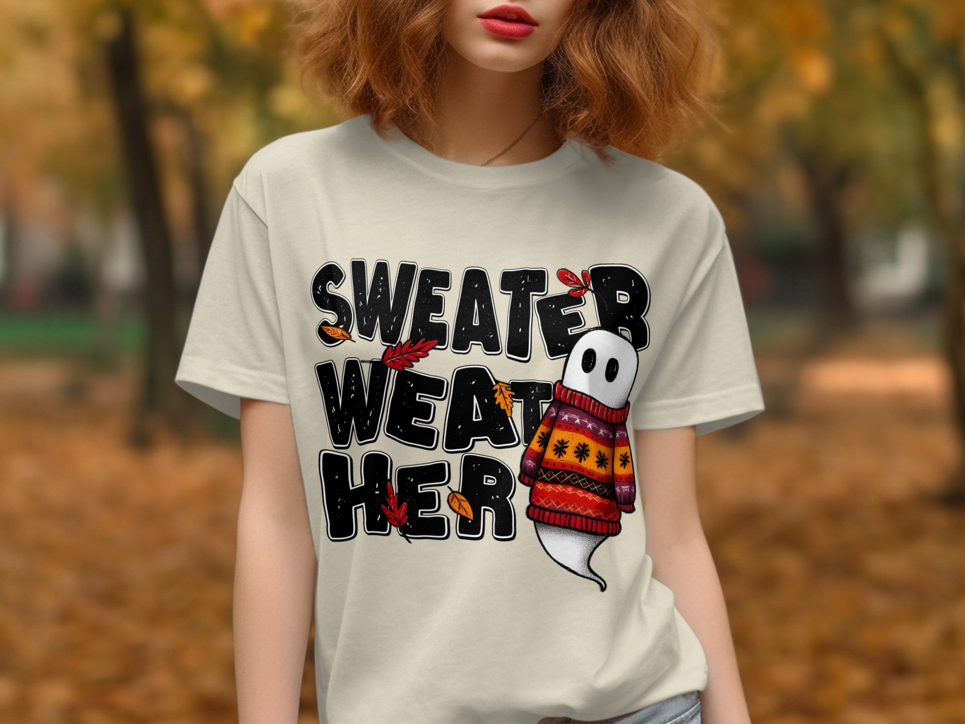 Sweater Weather Spooky Ghost Graphic Tee