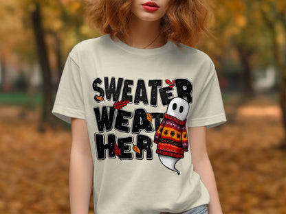 Sweater Weather Spooky Ghost Graphic Tee