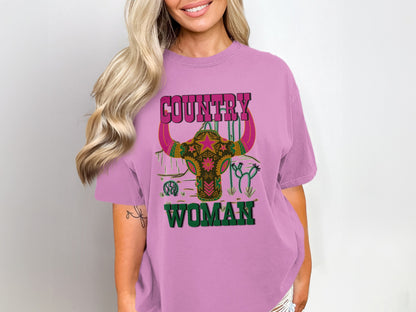 Country Woman Graphic Print Casual T-Shirt