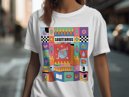Colorful Graphic Sagittarius Zodiac Art T-shirt