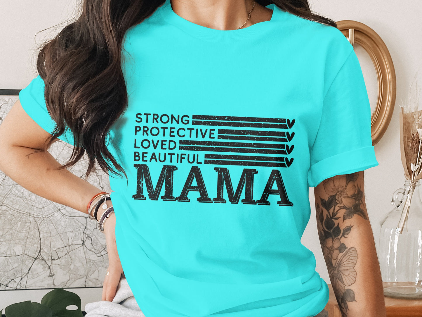 Strong Protective Loved Beautiful Mama T-Shirt