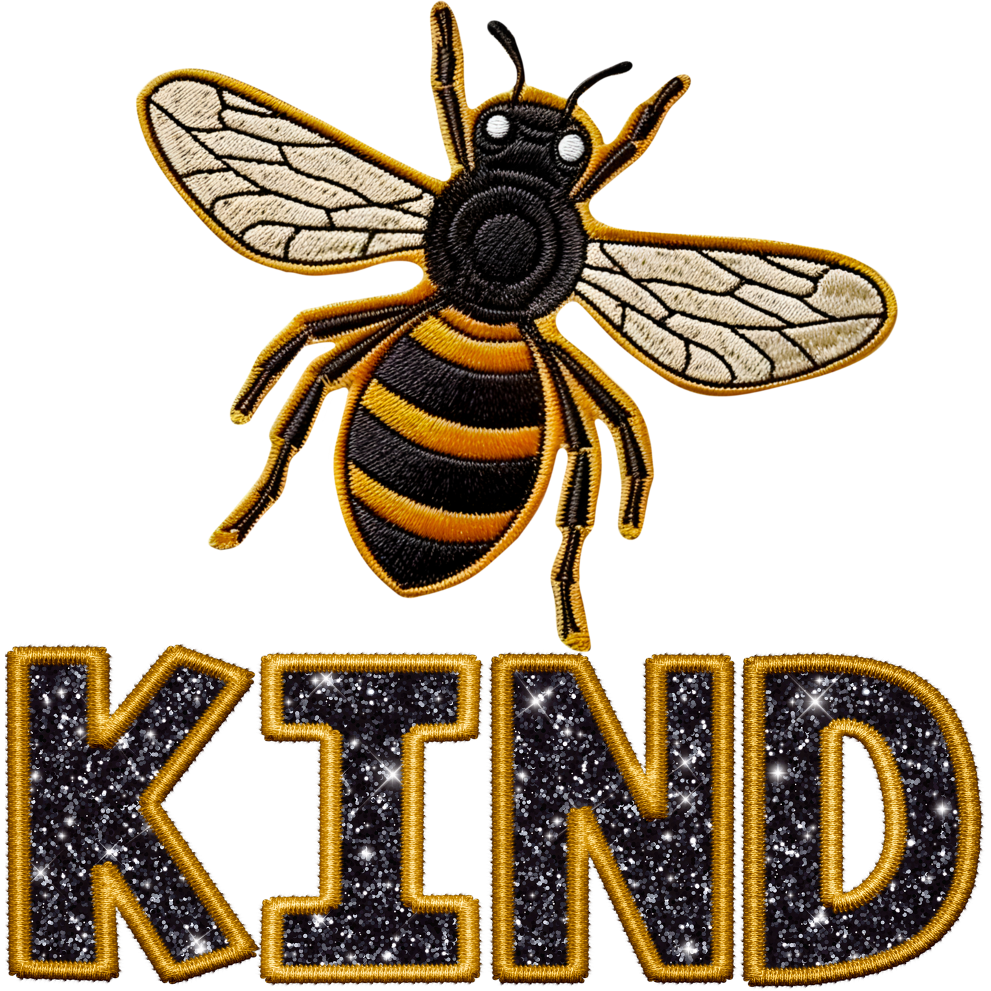 Bee Kind Embroidered Patch Design for Apparel